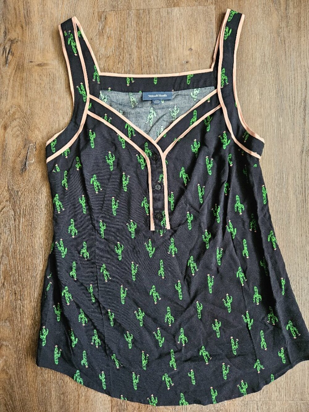 Modcloth summer tank cactus design navy pink women's size XS sleeveless